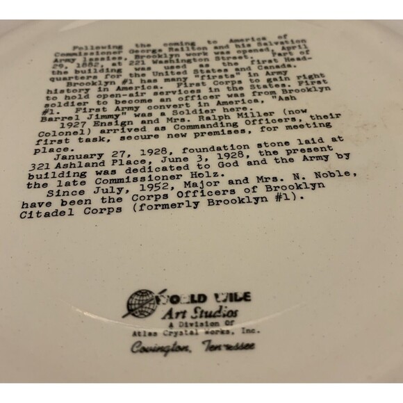The Salvation Army Brooklyn Citadel - World Wide Art Studios Plate - Picture 4 of 4